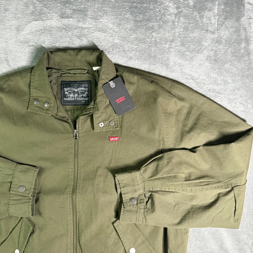 Levis Mens Harrington Bomber Jacket Olive Green Cotton Canvas A6864-0005 Medium